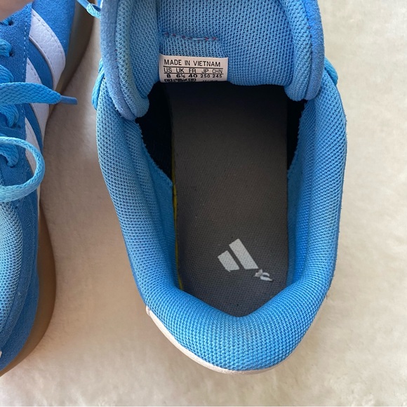 Adidas VL Court 3.0 Blue Burst Pink Fusion Suede Gum Sole Sneakers Women’s 8 - Picture 10 of 11